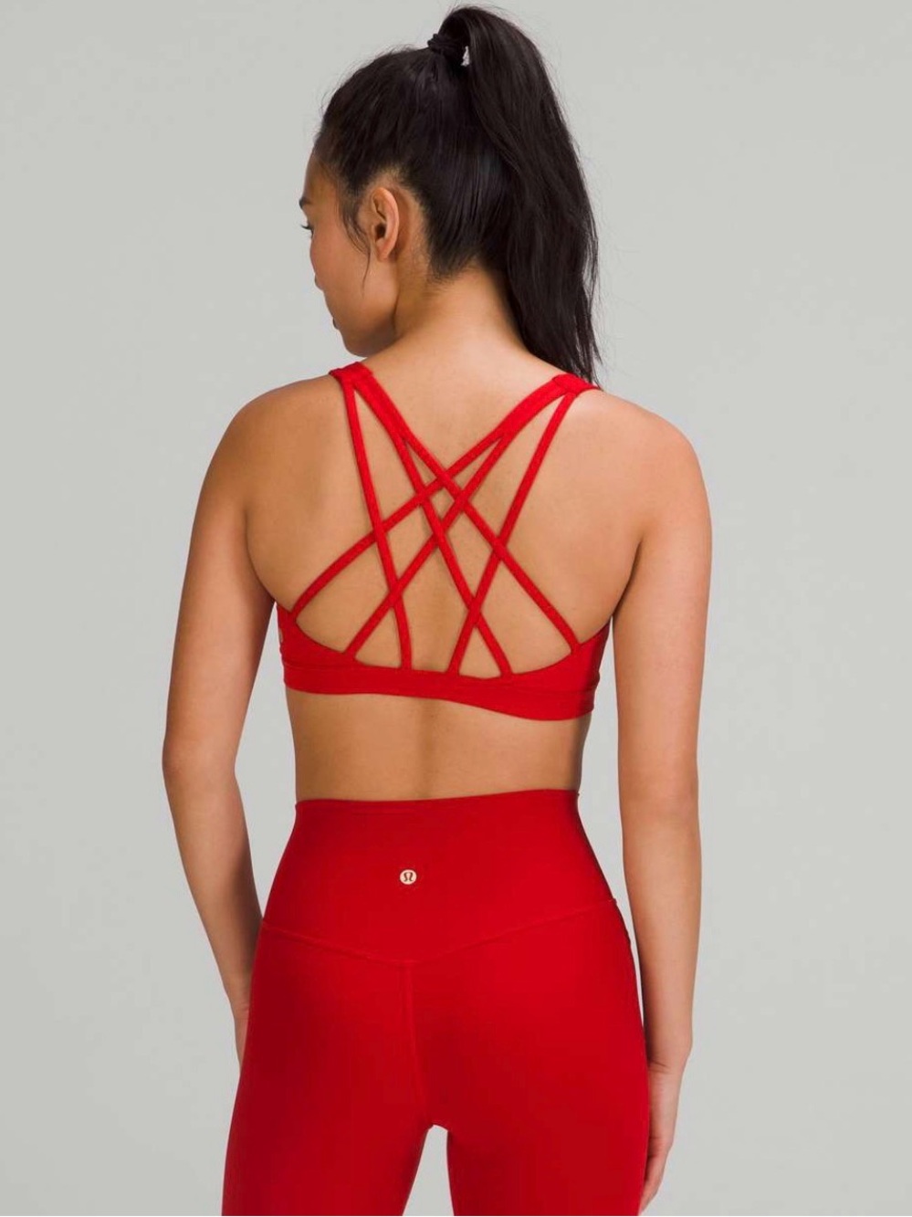 Lululemon Free To Be Serene Bra Red Coral Strappy Back Size 10 - Picture 1 of 5